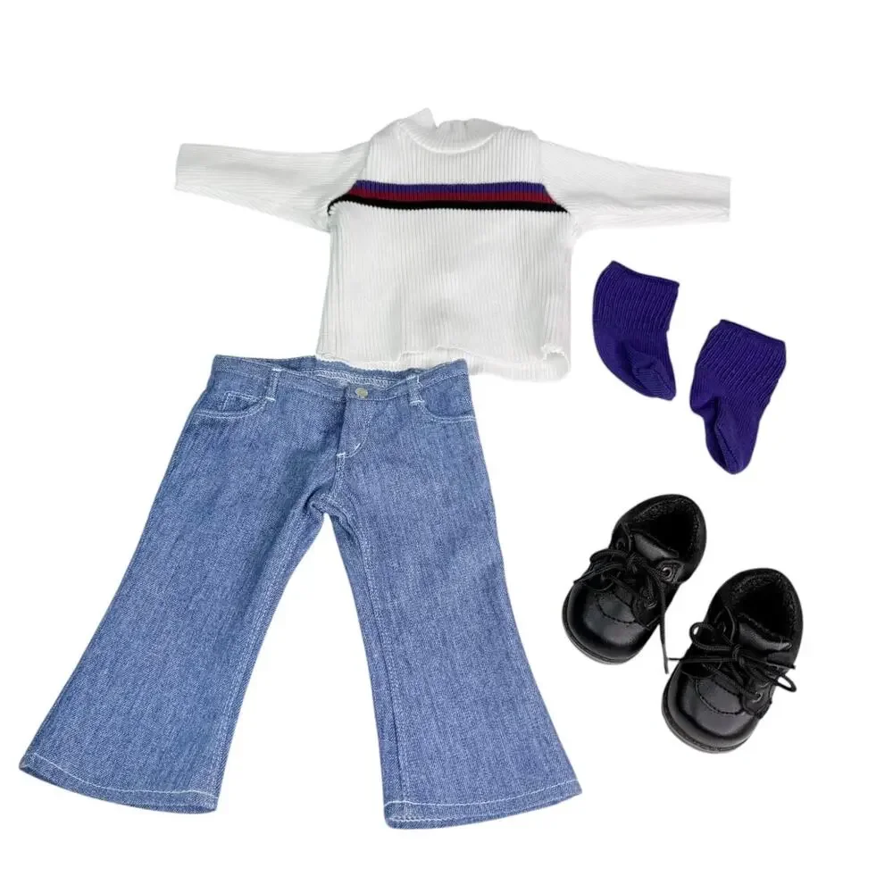 American Girl Blue Jean Basics II Pleasant Co Boy Turtleneck Jeans Socks Shoes